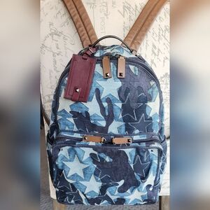 VALENTINO Garavani Denim Star Camo and Leather Backpack RARE FIND